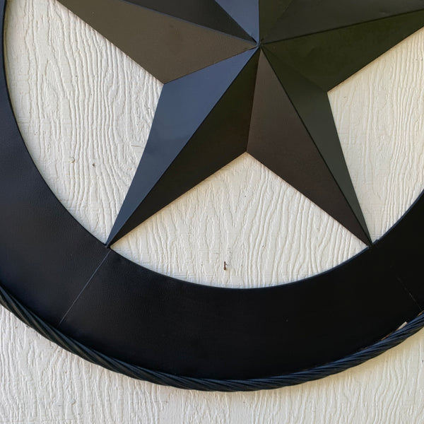 36" RUSTIC BLACK LONE STAR WIDE BAND RING TWISTED ROPE RING 3d METAL STAR WALL ART WESTERN HOME DECOR HANDMADE NEW #EH11879