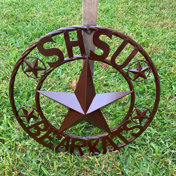 18" SHSU SAM HOUSTON BEARKATS RUSTIC BRONZE COPPER METAL CUSTOM VINTAGE CRAFT RUSTIC BROWN TEAM STAR HANDMADE