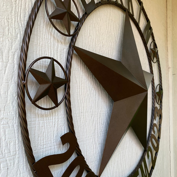 LARKIN STYLE CUSTOM STAR NAME BARN METAL STAR 3d TWISTED ROPE RING WESTERN HOME DECOR RUSTIC  BRONZE HANDMADE 24",32",34",36",40",42",44",46",50"