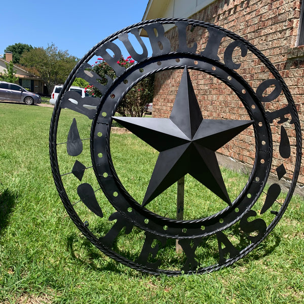 REPUBLIC OF TEXAS 3d STAR CUSTOM RUSTIC BLACK METAL VINTAGE CRAFT WESTERN HOME DECOR HANDMADE NEW ART