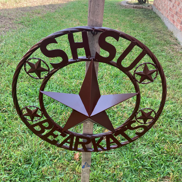 18" SHSU SAM HOUSTON BEARKATS RUSTIC BRONZE COPPER METAL CUSTOM VINTAGE CRAFT RUSTIC BROWN TEAM STAR HANDMADE