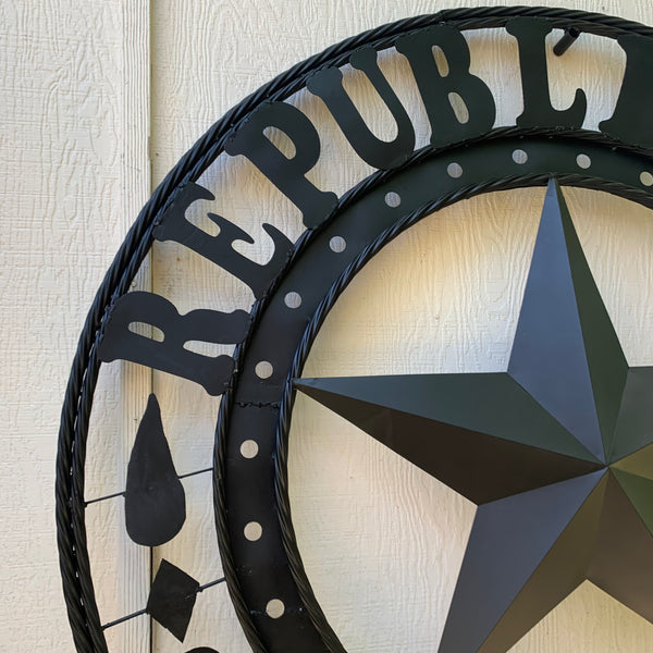 REPUBLIC OF TEXAS 3d STAR CUSTOM RUSTIC BLACK METAL VINTAGE CRAFT WESTERN HOME DECOR HANDMADE NEW ART