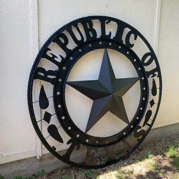 REPUBLIC OF TEXAS 3d STAR CUSTOM RUSTIC BLACK METAL VINTAGE CRAFT WESTERN HOME DECOR HANDMADE NEW ART