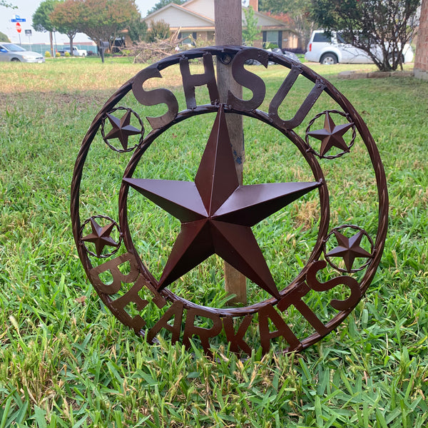 18" SHSU SAM HOUSTON BEARKATS RUSTIC BRONZE COPPER METAL CUSTOM VINTAGE CRAFT RUSTIC BROWN TEAM STAR HANDMADE