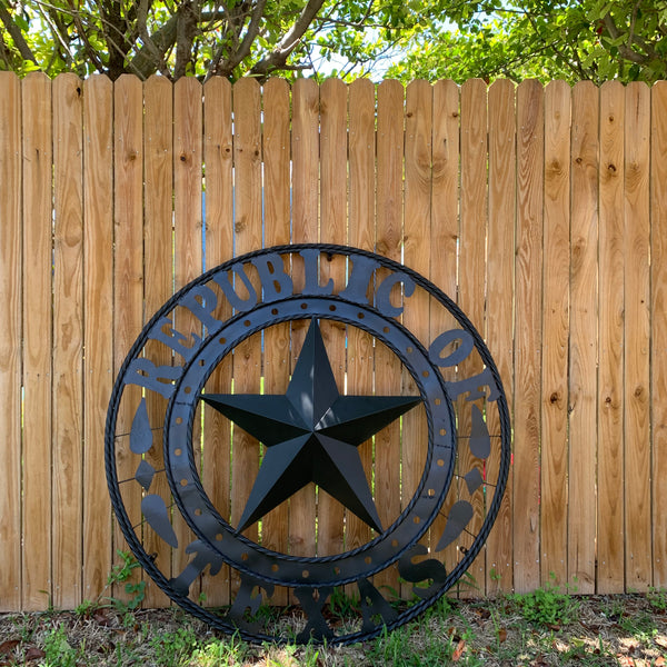 REPUBLIC OF TEXAS 3d STAR CUSTOM RUSTIC BLACK METAL VINTAGE CRAFT WESTERN HOME DECOR HANDMADE NEW ART