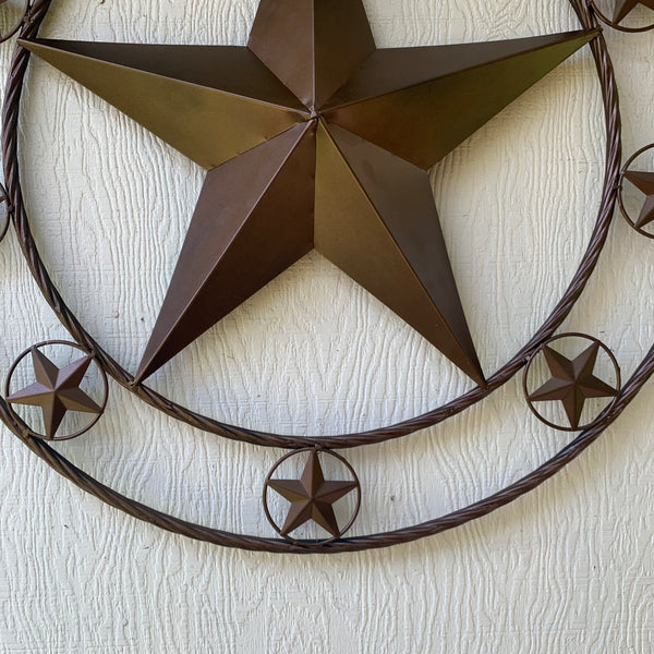 PEREZ CUSTOM STAR NAME BARN METAL STAR 3d TWISTED ROPE RING WESTERN HOME DECOR RUSTIC  BRONZE HANDMADE 24",32",34",36",40",42",44",46",50"