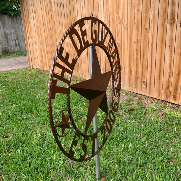 GUZMAN STYLE CUSTOM STAR NAME BARN METAL STAR 3d TWISTED ROPE RING WESTERN HOME DECOR RUSTIC  BRONZE HANDMADE 24",32",34",36",40",42",44",46",50"