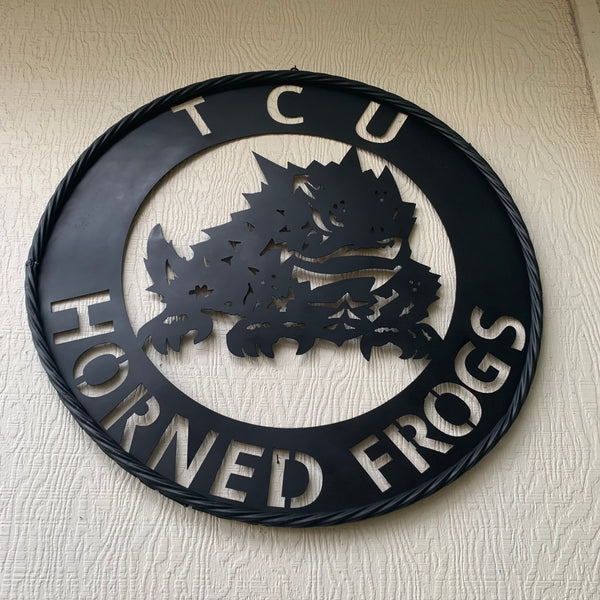 TCU HORNED FROGS CUSTOM BLACK METAL VINTAGE CRAFT SIGN HANDMADE