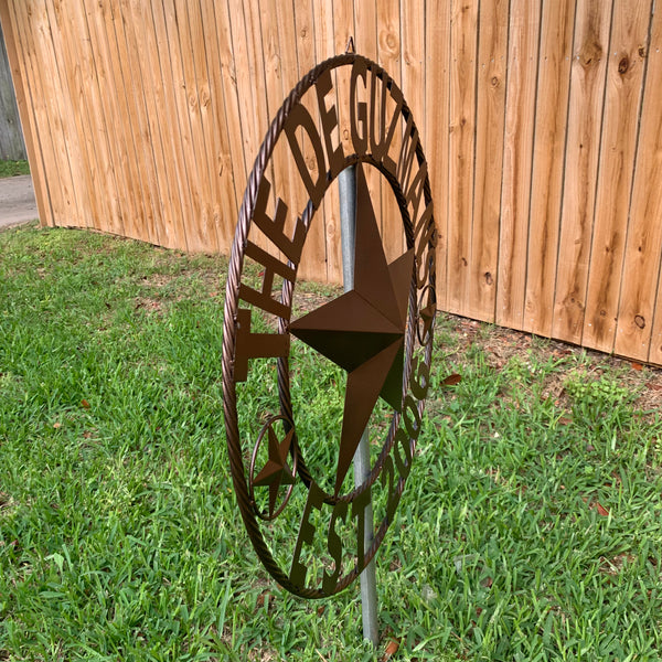 GUZMAN STYLE CUSTOM STAR NAME BARN METAL STAR 3d TWISTED ROPE RING WESTERN HOME DECOR RUSTIC  BRONZE HANDMADE 24",32",34",36",40",42",44",46",50"