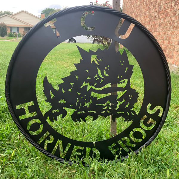 TCU HORNED FROGS CUSTOM BLACK METAL VINTAGE CRAFT SIGN HANDMADE