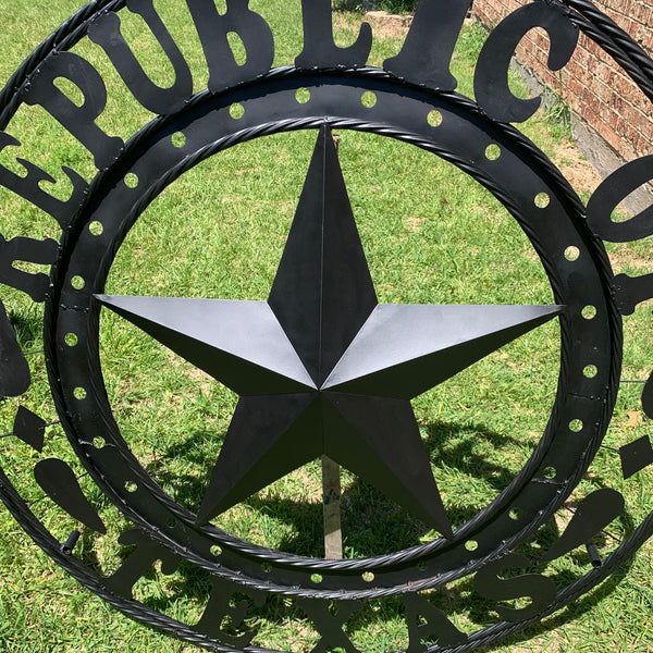 REPUBLIC OF TEXAS 3d STAR CUSTOM RUSTIC BLACK METAL VINTAGE CRAFT WESTERN HOME DECOR HANDMADE NEW ART