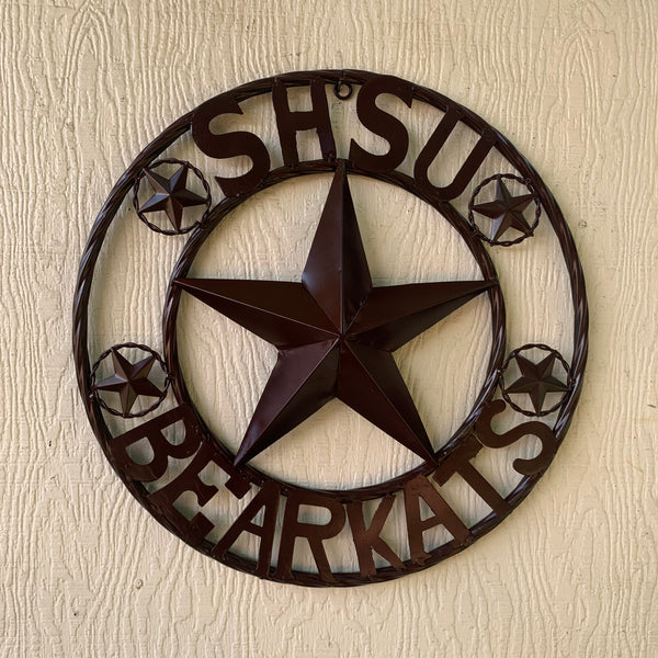 18" SHSU SAM HOUSTON BEARKATS RUSTIC BRONZE COPPER METAL CUSTOM VINTAGE CRAFT RUSTIC BROWN TEAM STAR HANDMADE