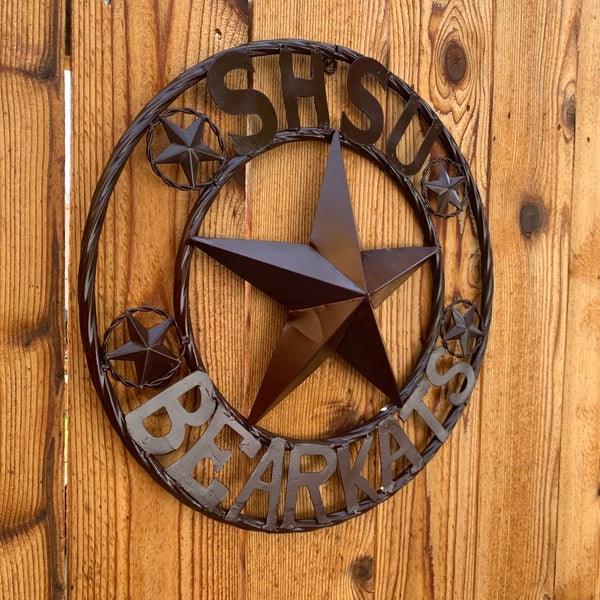 18" SHSU SAM HOUSTON BEARKATS RUSTIC BRONZE COPPER METAL CUSTOM VINTAGE CRAFT RUSTIC BROWN TEAM STAR HANDMADE