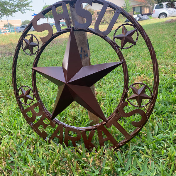 18" SHSU SAM HOUSTON BEARKATS RUSTIC BRONZE COPPER METAL CUSTOM VINTAGE CRAFT RUSTIC BROWN TEAM STAR HANDMADE