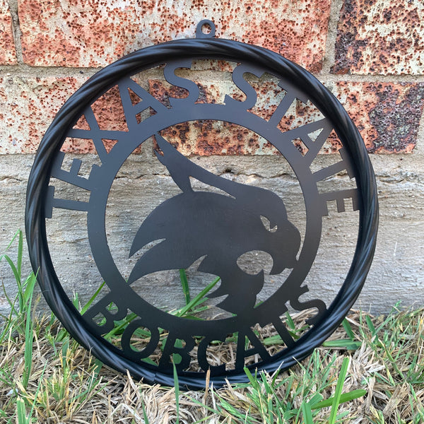 12",18",24",32",36" TEXAS STATE BOBCATS CUSTOM BLACK METAL VINTAGE CRAFT TEAM SIGN WESTERN HOME DECOR HANDMADE