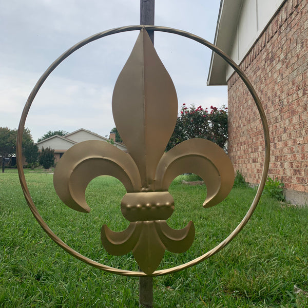 24" GOLD FLEUR DE LIS METAL SIGN WESTERN HOME DECOR HANDMADE NEW