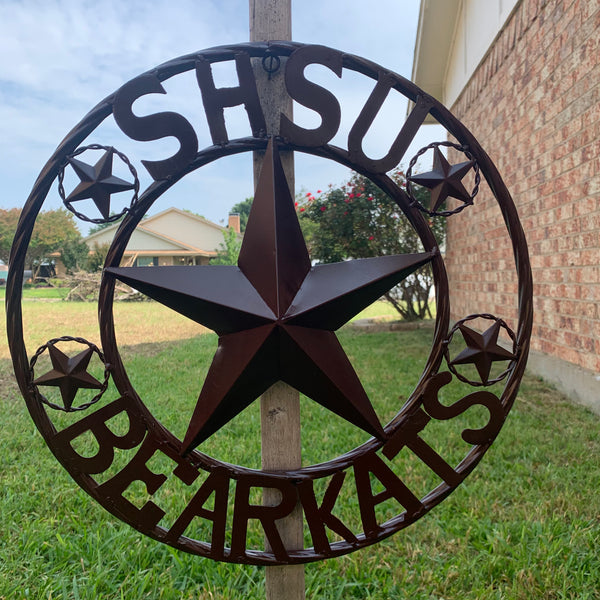 18" SHSU SAM HOUSTON BEARKATS RUSTIC BRONZE COPPER METAL CUSTOM VINTAGE CRAFT RUSTIC BROWN TEAM STAR HANDMADE