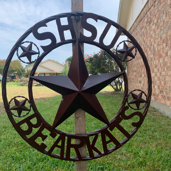 18" SHSU SAM HOUSTON BEARKATS RUSTIC BRONZE COPPER METAL CUSTOM VINTAGE CRAFT RUSTIC BROWN TEAM STAR HANDMADE