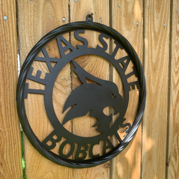 12",18",24",32",36" TEXAS STATE BOBCATS CUSTOM BLACK METAL VINTAGE CRAFT TEAM SIGN WESTERN HOME DECOR HANDMADE