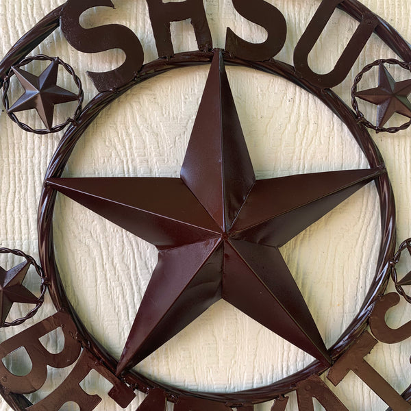 18" SHSU SAM HOUSTON BEARKATS RUSTIC BRONZE COPPER METAL CUSTOM VINTAGE CRAFT RUSTIC BROWN TEAM STAR HANDMADE