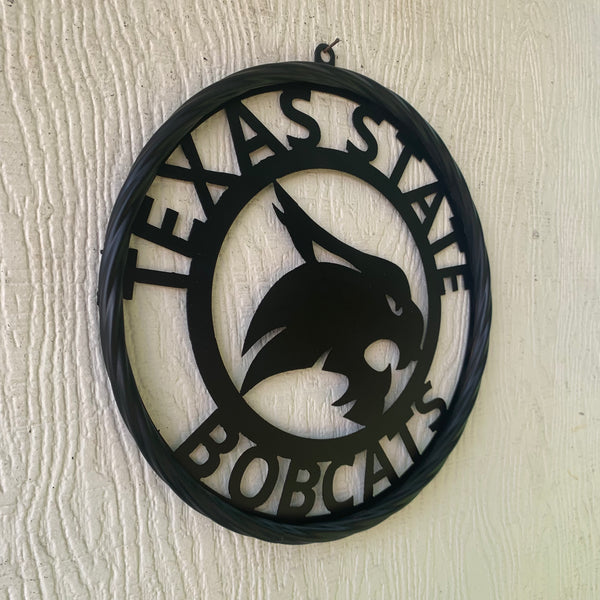 12",18",24",32",36" TEXAS STATE BOBCATS CUSTOM BLACK METAL VINTAGE CRAFT TEAM SIGN WESTERN HOME DECOR HANDMADE