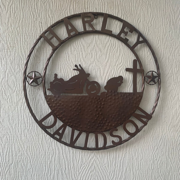 24",32" HARLEY DAVIDSON CUSTOM METAL VINTAGE CRAFT SIGN WESTERN HOME DECOR RUSTIC BRONZE HANDMADE