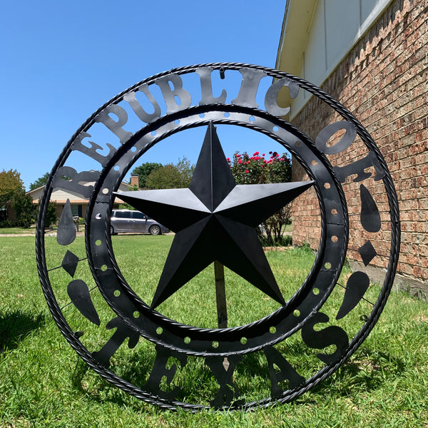 REPUBLIC OF TEXAS 3d STAR CUSTOM RUSTIC BLACK METAL VINTAGE CRAFT WESTERN HOME DECOR HANDMADE NEW ART