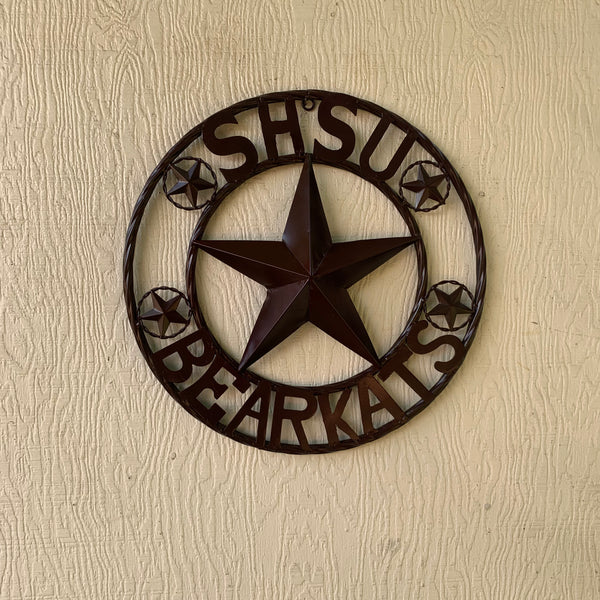 18" SHSU SAM HOUSTON BEARKATS RUSTIC BRONZE COPPER METAL CUSTOM VINTAGE CRAFT RUSTIC BROWN TEAM STAR HANDMADE