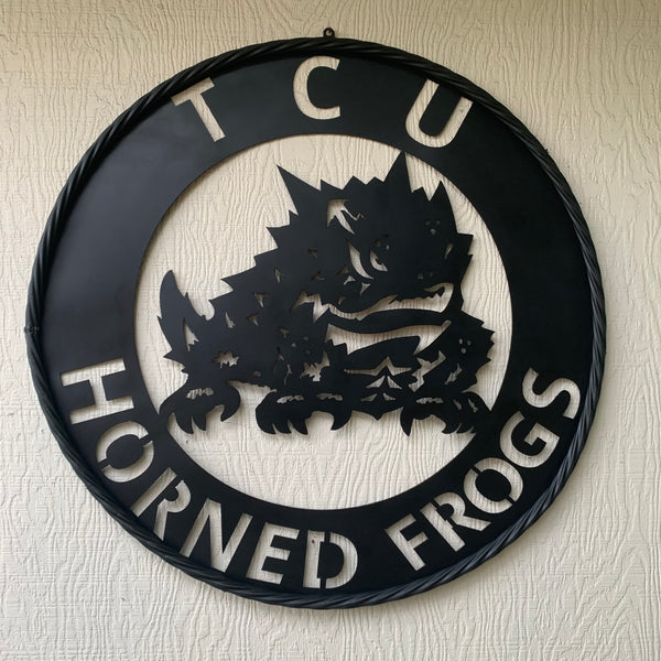 TCU HORNED FROGS CUSTOM BLACK METAL VINTAGE CRAFT SIGN HANDMADE