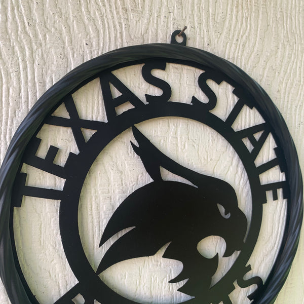 12",18",24",32",36" TEXAS STATE BOBCATS CUSTOM BLACK METAL VINTAGE CRAFT TEAM SIGN WESTERN HOME DECOR HANDMADE