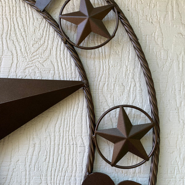 LARKIN STYLE CUSTOM STAR NAME BARN METAL STAR 3d TWISTED ROPE RING WESTERN HOME DECOR RUSTIC  BRONZE HANDMADE 24",32",34",36",40",42",44",46",50"