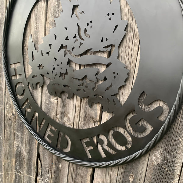 TCU HORNED FROGS CUSTOM BLACK METAL VINTAGE CRAFT SIGN HANDMADE