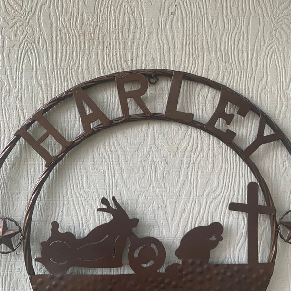 24",32" HARLEY DAVIDSON CUSTOM METAL VINTAGE CRAFT SIGN WESTERN HOME DECOR RUSTIC BRONZE HANDMADE