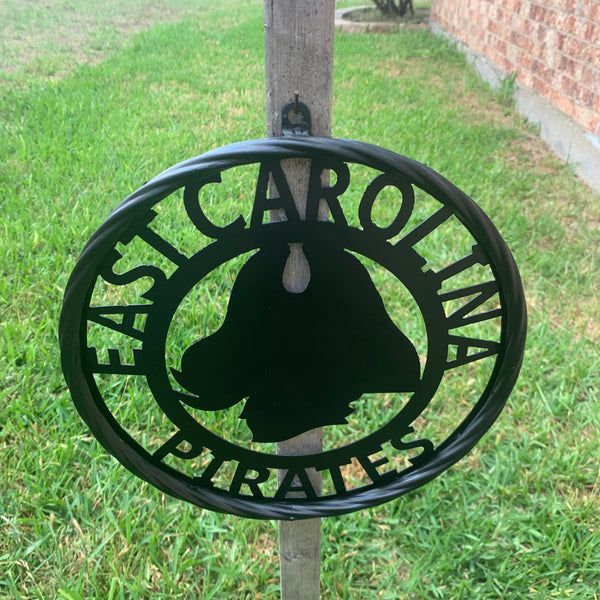 EAST CAROLINA CUSTOM BLACK METAL VINTAGE CRAFT WALL ART TEAM SIGN HANDMADE