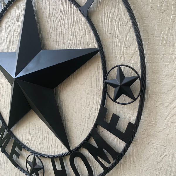 HOME SWEET HOME BARN STAR 24",32",36" RUSTIC BLACK METAL LONE STAR WESTERN HOME DECOR HANDMADE NEW #EH10549