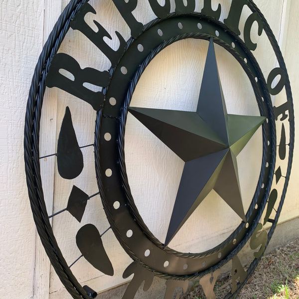 REPUBLIC OF TEXAS 3d STAR CUSTOM RUSTIC BLACK METAL VINTAGE CRAFT WESTERN HOME DECOR HANDMADE NEW ART