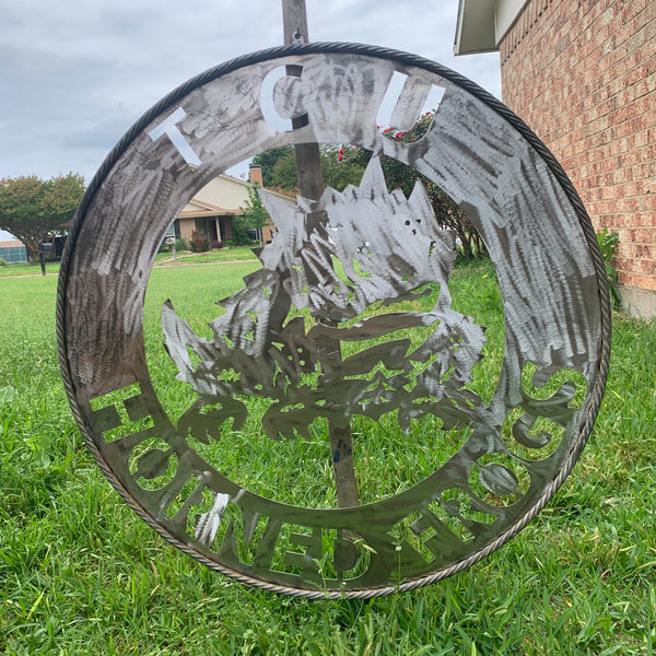 32" TCU HORNED FROGS CUSTOM RAW METAL VINTAGE CRAFT WIDE BAND RING TEAM SIGN HANDMADE