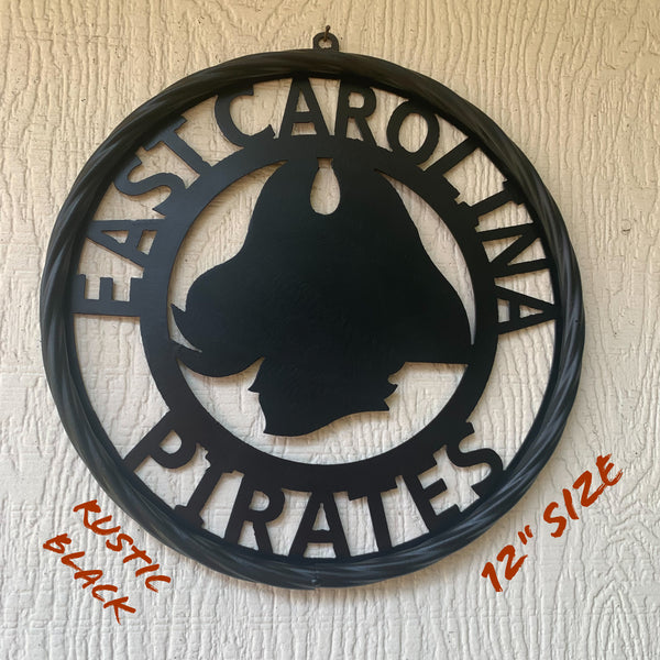 EAST CAROLINA CUSTOM BLACK METAL VINTAGE CRAFT WALL ART TEAM SIGN HANDMADE