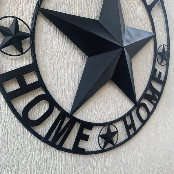 HOME SWEET HOME BARN STAR 24",32",36" RUSTIC BLACK METAL LONE STAR WESTERN HOME DECOR HANDMADE NEW #EH10549