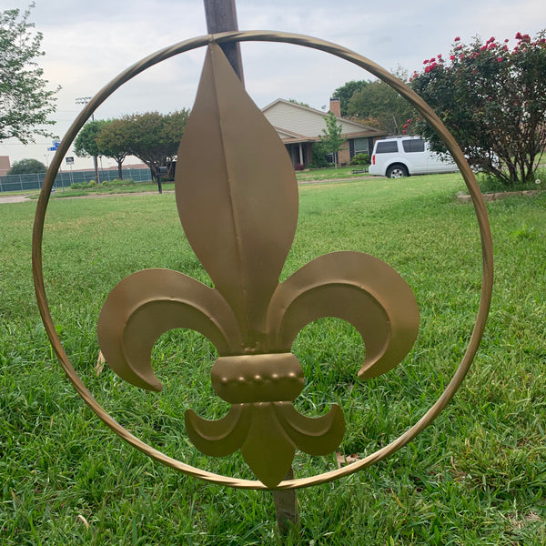 24" GOLD FLEUR DE LIS METAL SIGN WESTERN HOME DECOR HANDMADE NEW