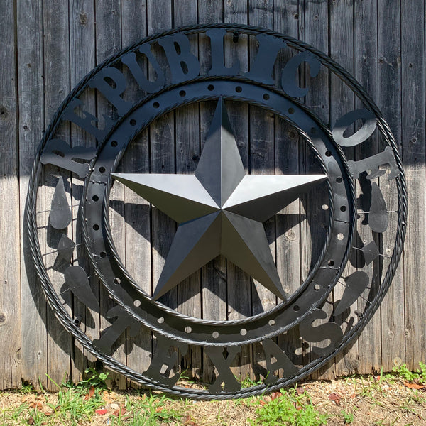 REPUBLIC OF TEXAS 3d STAR CUSTOM RUSTIC BLACK METAL VINTAGE CRAFT WESTERN HOME DECOR HANDMADE NEW ART