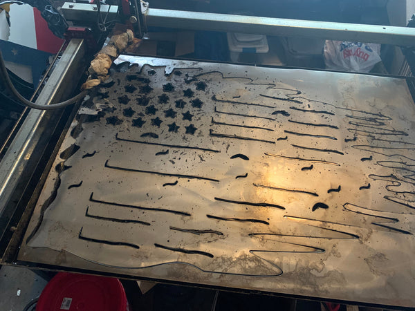 USA TATTERED AMERICAN FLAG METAL WALL ART WESTERN HOME DECOR HANDMADE NEW