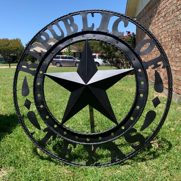 REPUBLIC OF TEXAS 3d STAR CUSTOM RUSTIC BLACK METAL VINTAGE CRAFT WESTERN HOME DECOR HANDMADE NEW ART