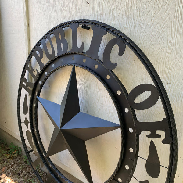 REPUBLIC OF TEXAS 3d STAR CUSTOM RUSTIC BLACK METAL VINTAGE CRAFT WESTERN HOME DECOR HANDMADE NEW ART