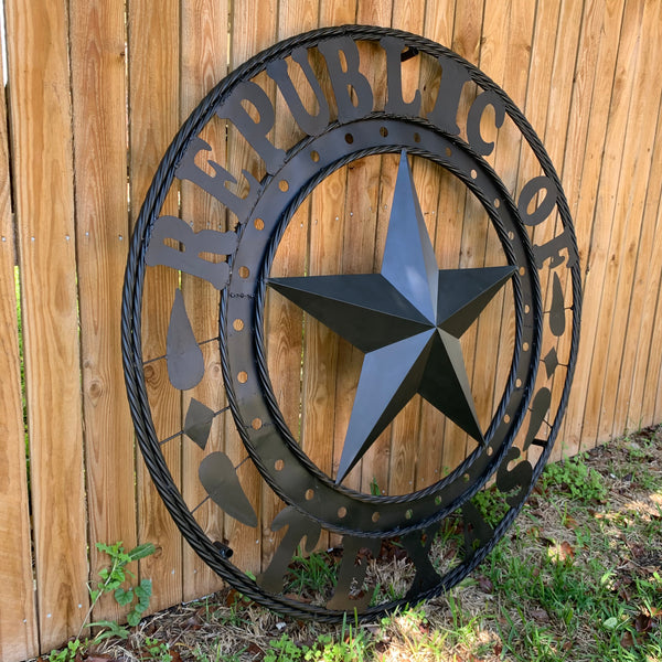 REPUBLIC OF TEXAS 3d STAR CUSTOM RUSTIC BLACK METAL VINTAGE CRAFT WESTERN HOME DECOR HANDMADE NEW ART