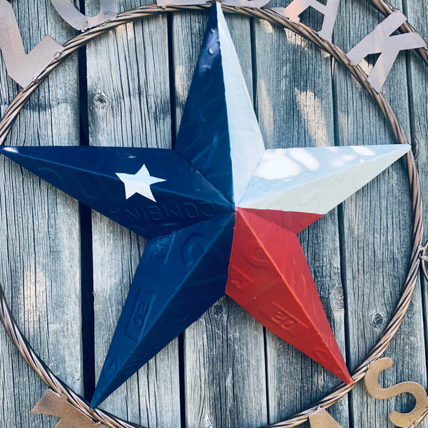 ZOLDAK TEXAS TX LICENSE PLATE STAR STYLE CUSTOM NAME STAR WITH TWISTED ROPE RING METAL WALL ART WESTERN HOME DECOR HANDMADE
