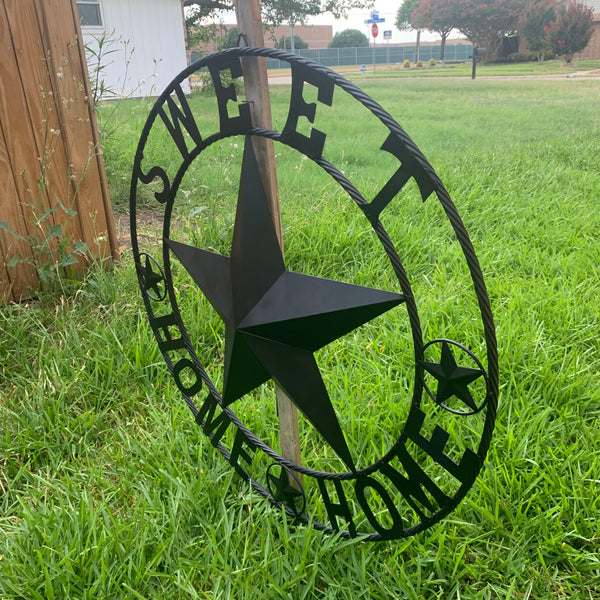 HOME SWEET HOME BARN STAR 24",32",36" RUSTIC BLACK METAL LONE STAR WESTERN HOME DECOR HANDMADE NEW #EH10549