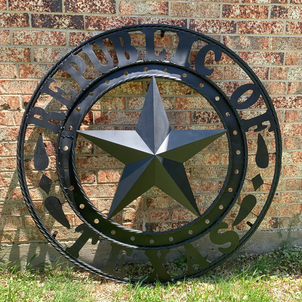 REPUBLIC OF TEXAS 3d STAR CUSTOM RUSTIC BLACK METAL VINTAGE CRAFT WESTERN HOME DECOR HANDMADE NEW ART