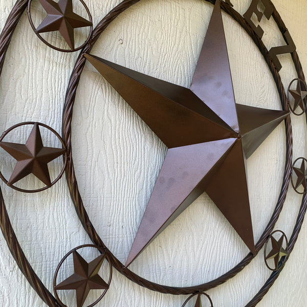 PEREZ CUSTOM STAR NAME BARN METAL STAR 3d TWISTED ROPE RING WESTERN HOME DECOR RUSTIC  BRONZE HANDMADE 24",32",34",36",40",42",44",46",50"