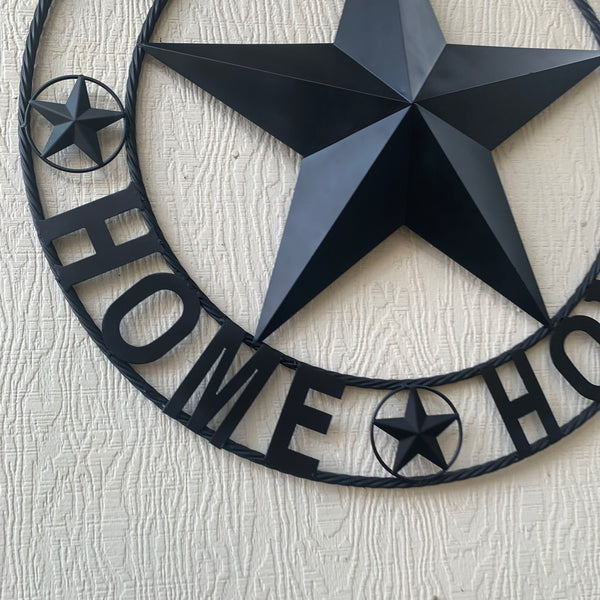 HOME SWEET HOME BARN STAR 24",32",36" RUSTIC BLACK METAL LONE STAR WESTERN HOME DECOR HANDMADE NEW #EH10549